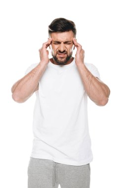man having huge headache clipart