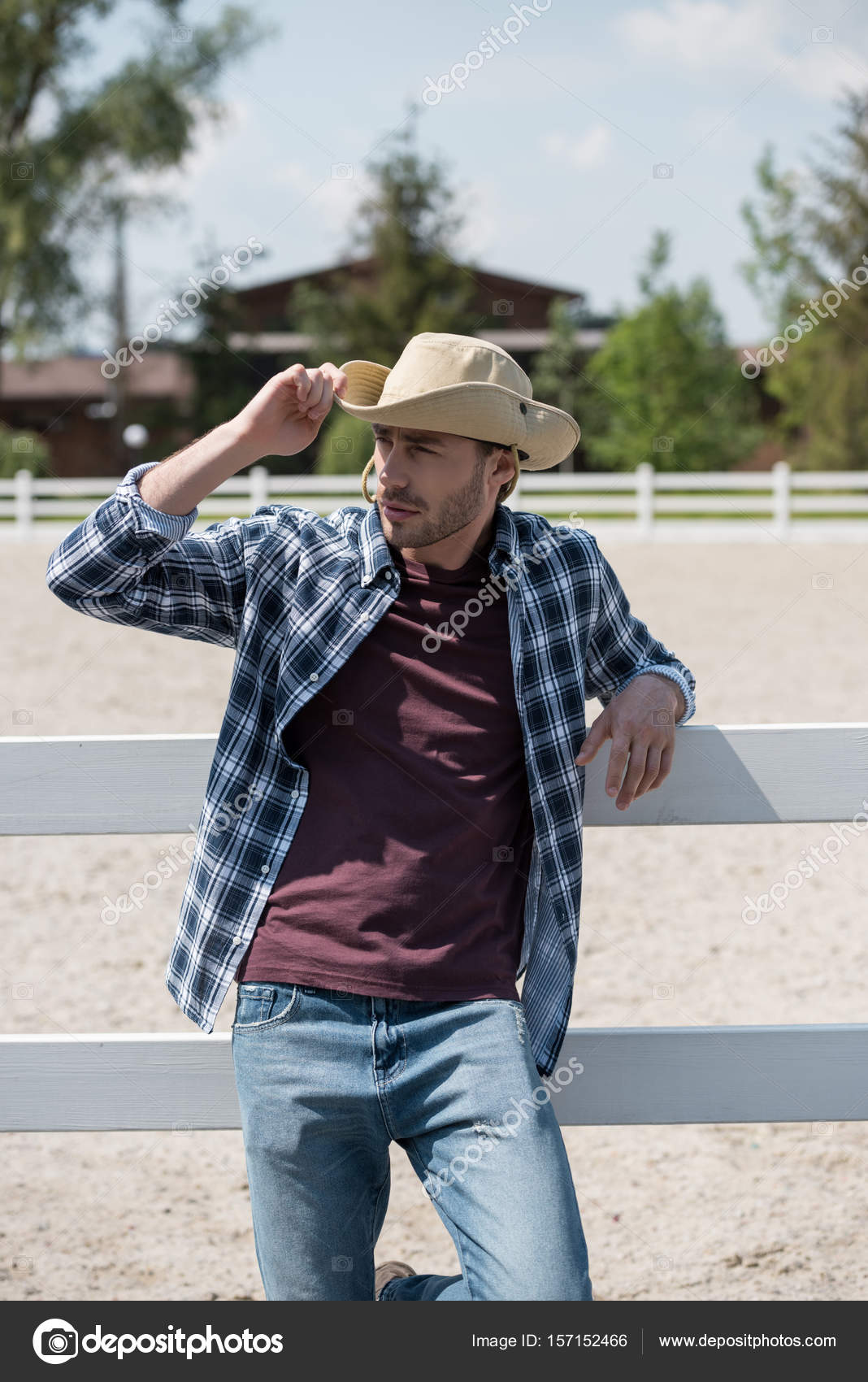 Handsome man in cowboy hat Stock Photo by ©IgorVetushko 157152466