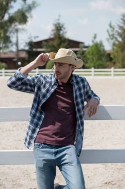 handsome man in cowboy hat clipart