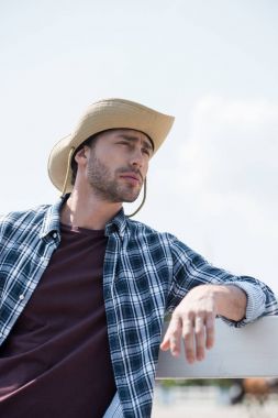 handsome man in cowboy hat clipart