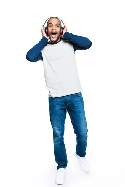 African american man in headphones — Stock Photo, Image