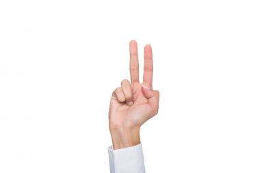 person showing two sign  clipart