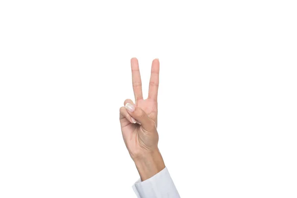 Persona che mostra due segni — Foto Stock