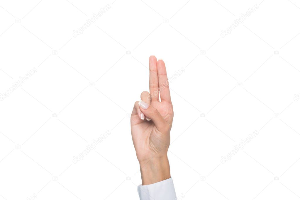 person pointing up with fingers