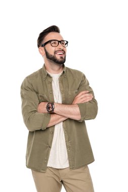 smiling man with arms crossed clipart