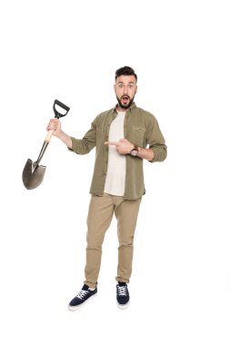 man holding shovel clipart
