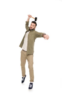 çekiç ile agresif adam