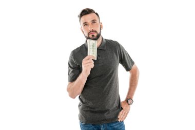 dalgın adam Doları banknot ile