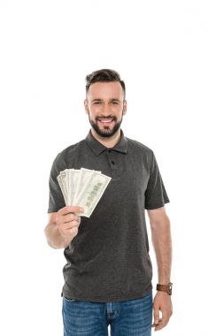 Doları banknot tutan adam