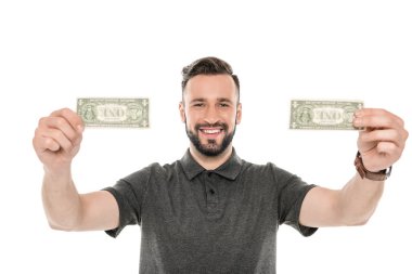 Doları banknot tutan adam