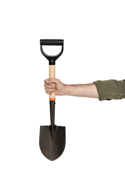 Man holding shovel — Stock Photo, Image