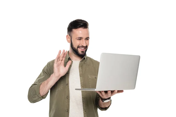 Homme avec ordinateur portable numérique — Photo gratuite
