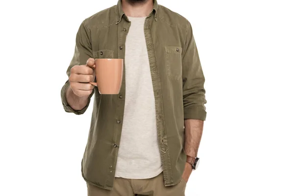 Mann som holder en kopp kaffe – stockfoto