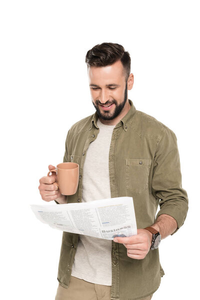 man reading newspaper