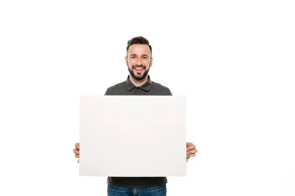 Uomo con banner bianco — Foto Stock