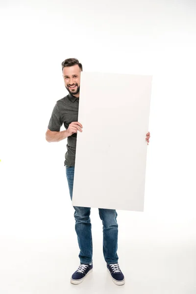 Man with blank banner — Stock Photo, Image