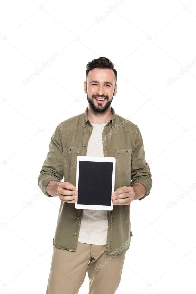 young man with digital tablet