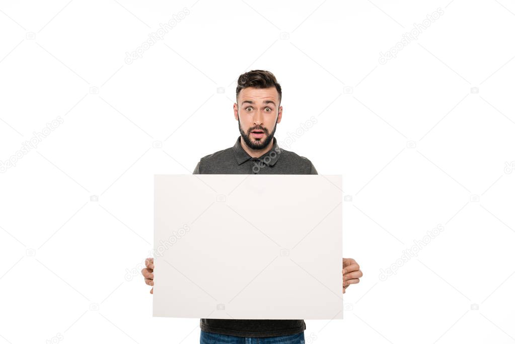 man with blank banner