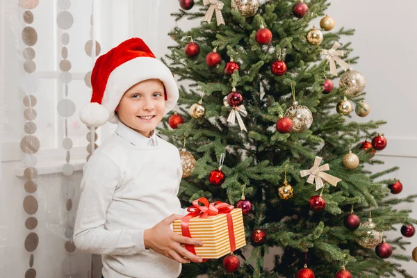 Menino com presente de Natal — Fotos gratuitas