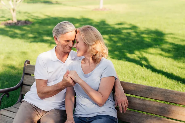 Senior couple in park — Stock Photo, Image