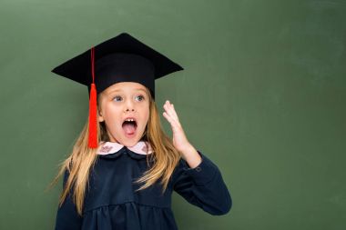 shouting schoolgirl in graduation hat clipart