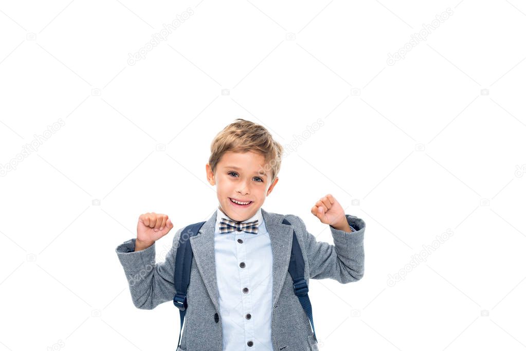 schoolboy celebrating victory