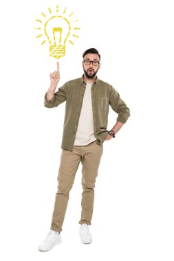 man pointing up with finger clipart