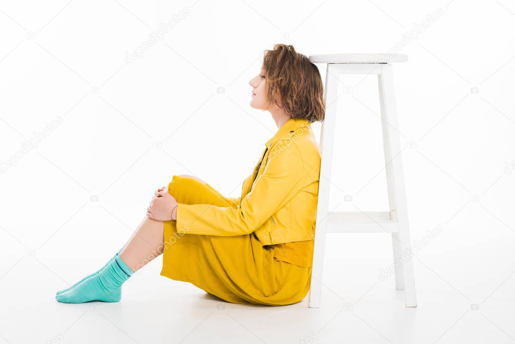 trendy girl in yellow clothes