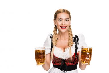 waitress with beer glasses clipart
