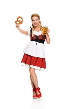 girl with beer and pretzel clipart
