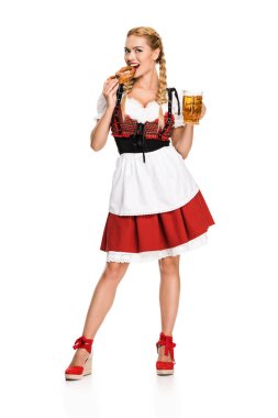 girl with beer and pretzel clipart