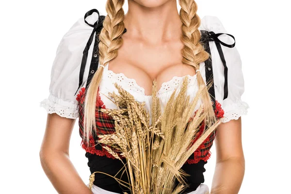 Girl with wheat ears — Stock Photo, Image