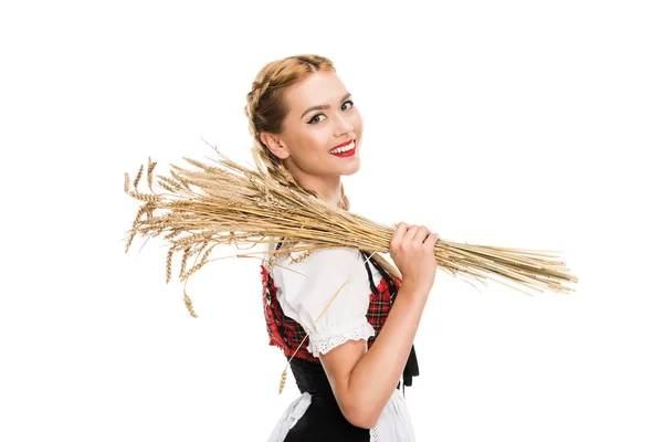 Girl with wheat ears — Stock Photo, Image