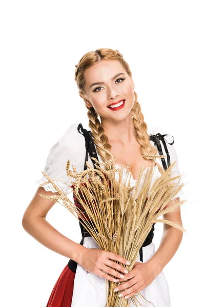 Girl with wheat ears — Stock Photo, Image