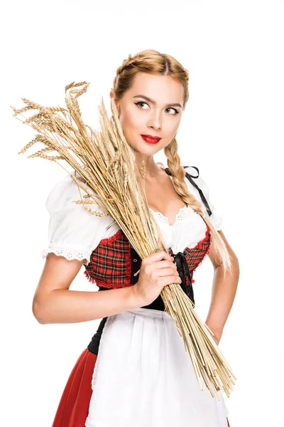 Girl with wheat ears — Stock Photo, Image