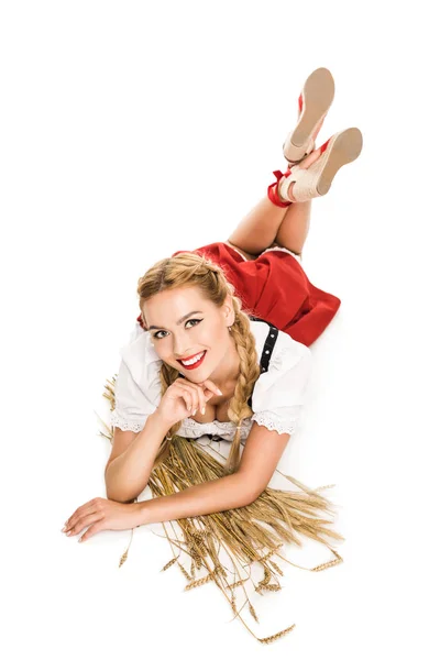 Girl with wheat ears — Stock Photo, Image