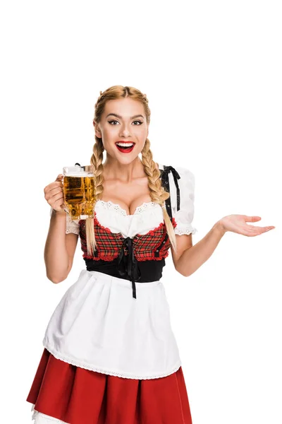 Офіціантка з пивом на Октоберфест — стокове фото