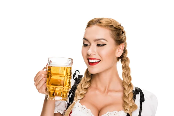 Servitrisen med öl på Oktoberfest — Stockfoto