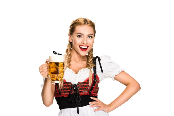 Serveuse avec bière à Oktoberfest — Photo