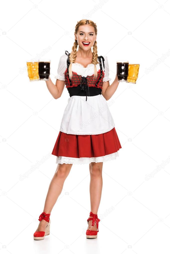 waitress with beer glasses