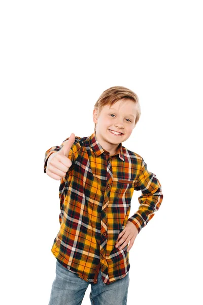Pojke som visar tummen upp — Stockfoto
