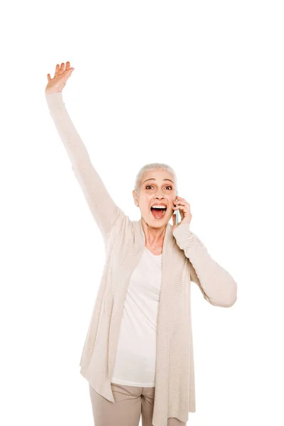 Senior woman with smartphone — Free Stock Photo