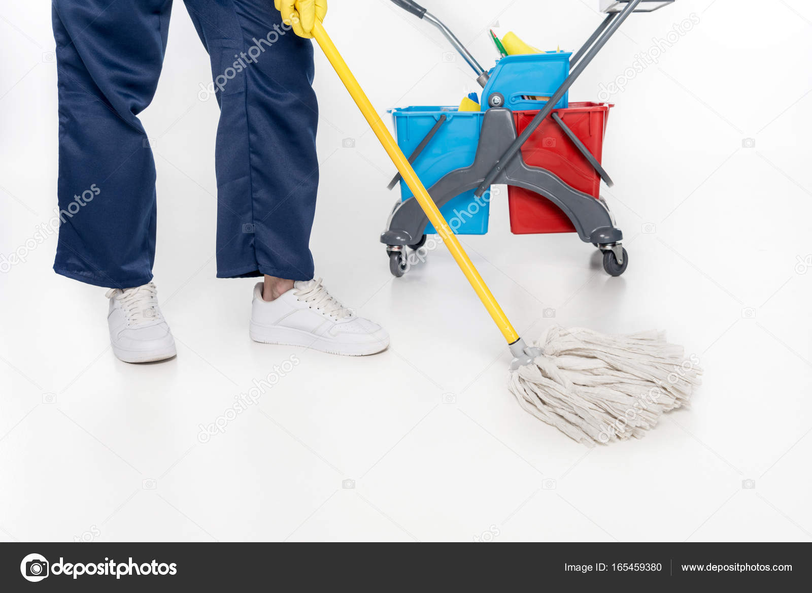 Cleaner mopping floor — Stock Photo © IgorVetushko 165459380