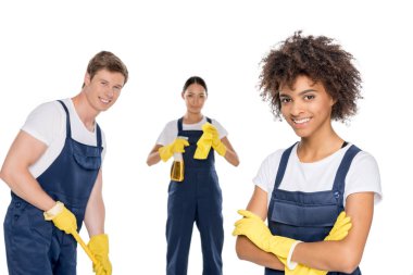 group of multiethnic cleaners clipart