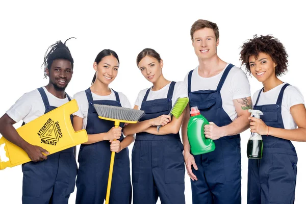 Gruppo di pulitori multietnici — Foto Stock