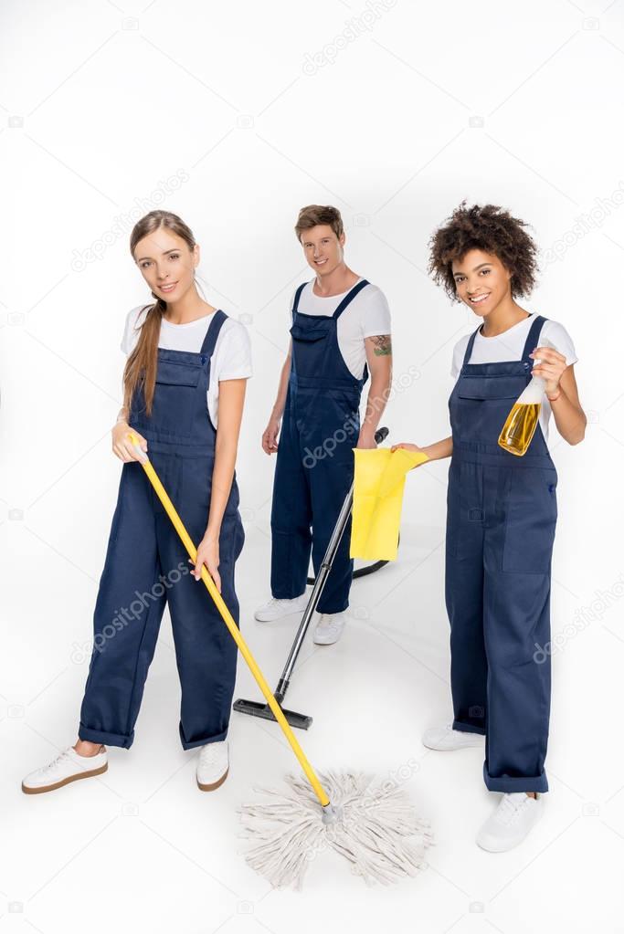 group of multiethnic cleaners
