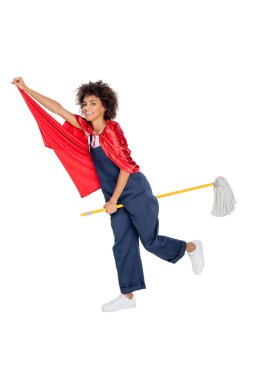 african american cleaner in uniform clipart