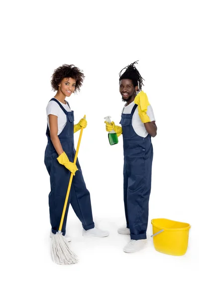 Professional african american cleaners — Stock Photo, Image