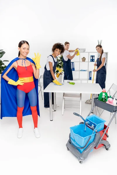 Multiethnic group of professional cleaners — Stock Photo, Image