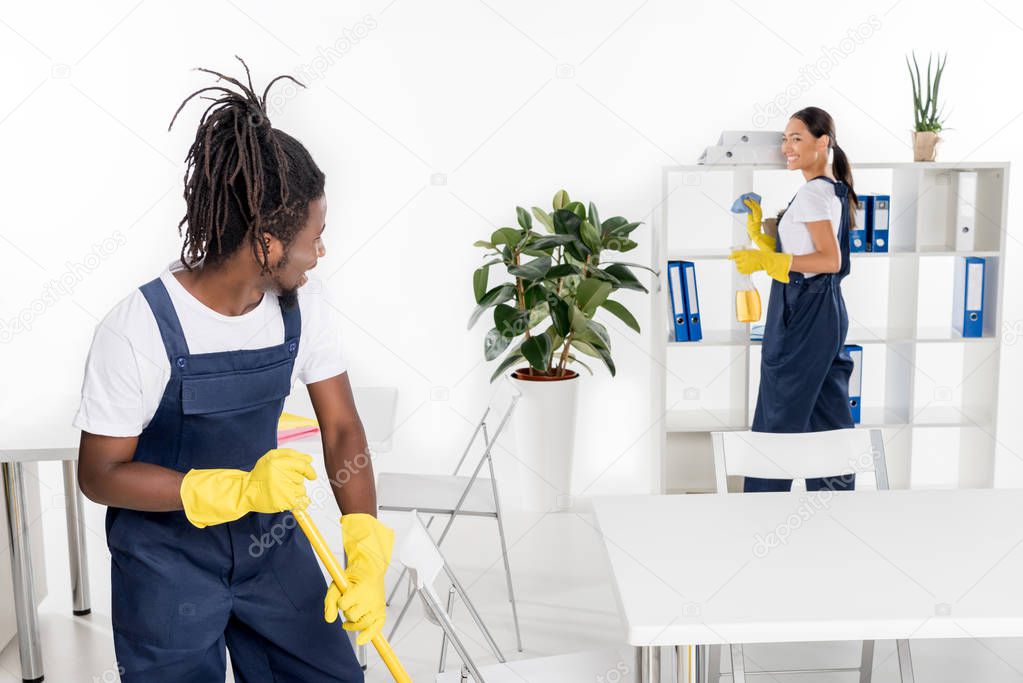 young cleaners working together